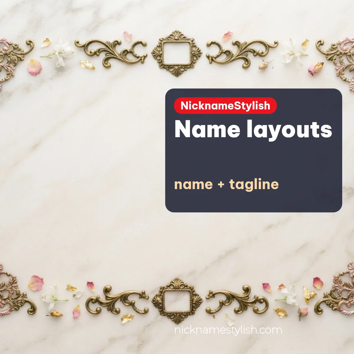 Instagram display-name layouts with a styled name and tagline