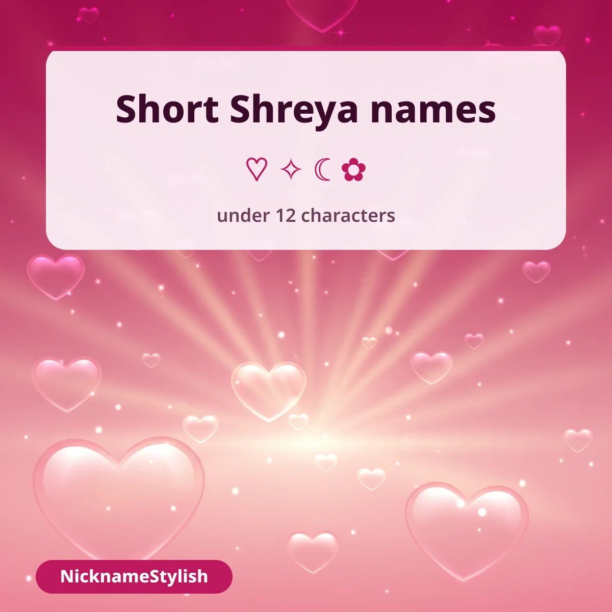 Short Shreya name versions under 12 characters